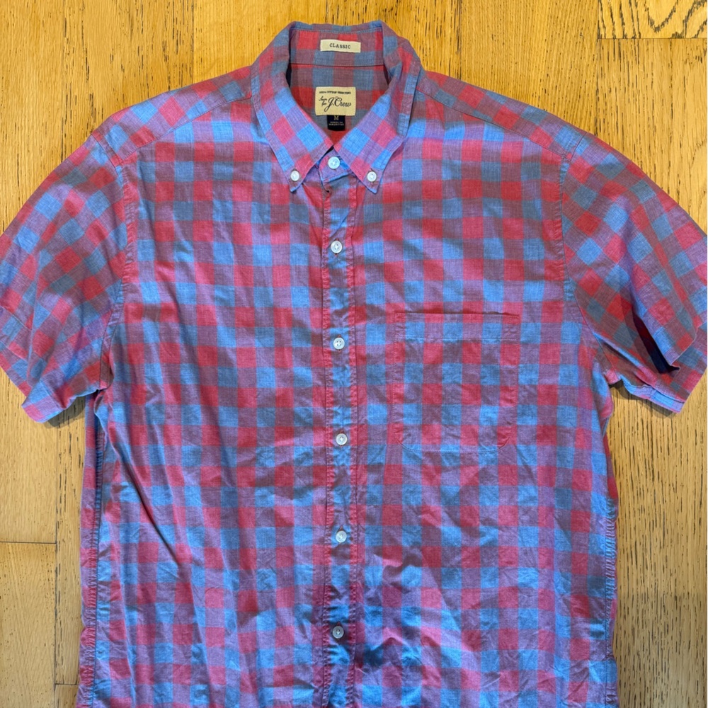 J. Crew Red and Blue Plaid Casual Button Down Shirt - Picture 1 of 6